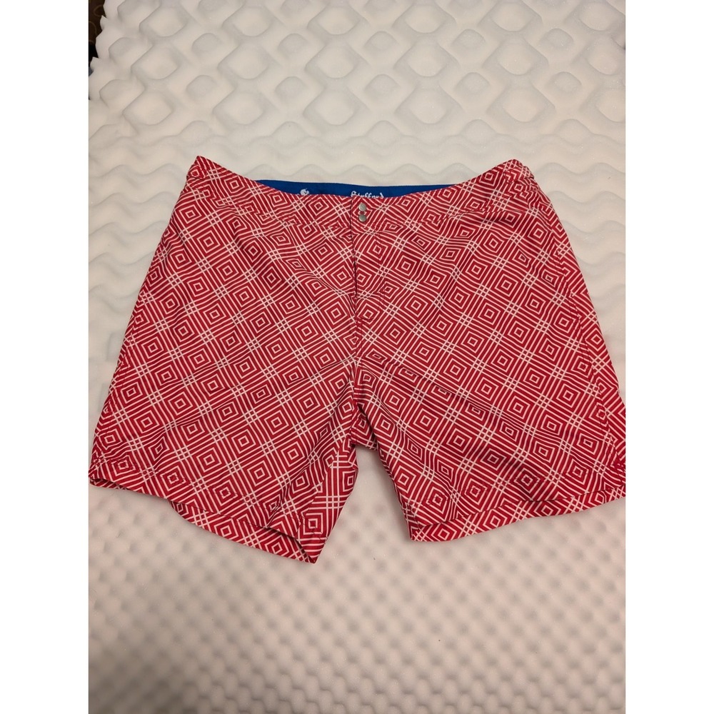 STAFFORD PREP MEN Red/ White Squares SNAP CLOSURE SWIM SHORTS XL